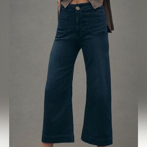 Anthropologie Maeve Colette Cropped High Rise Wide Leg Jeans -Denim Knit-23